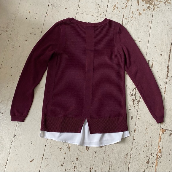 Hilary Radley Maroon Tunic Textured Knit Sweater with Shirt Tales - Picture 5 of 10